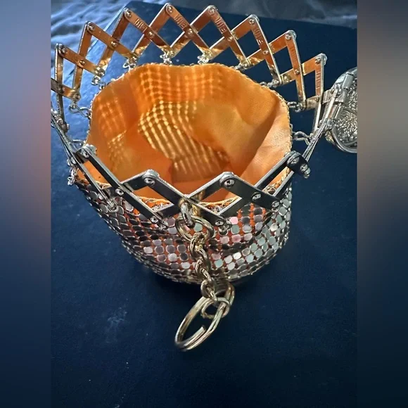 Rare Vintage Art Deco Whiting & Davis Gold Mesh Beggars Bag/Gate Top Coi… - Picture 4 of 14